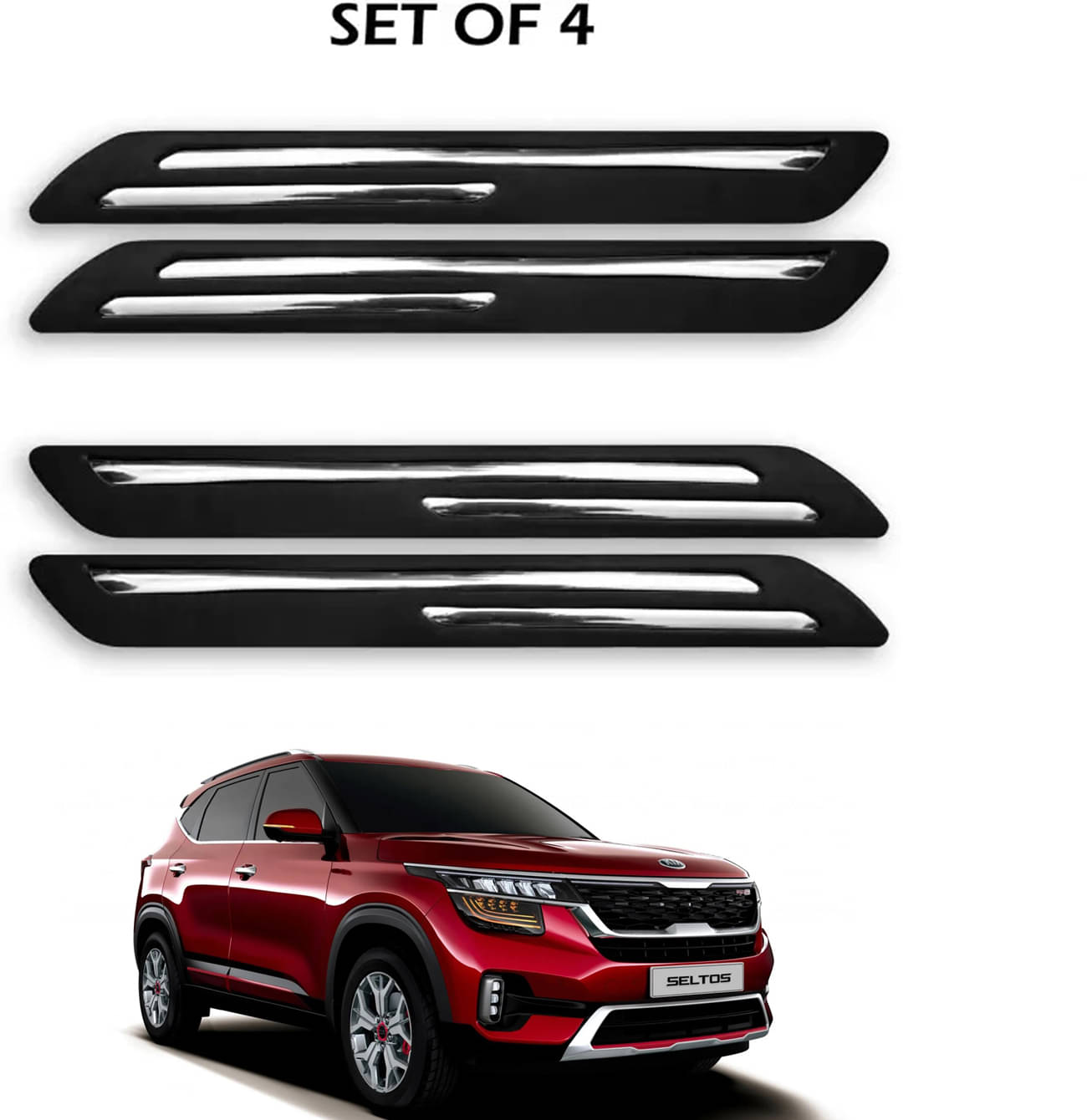 JVG Double Chrome Bumper Protection Guard (Pack Of 4) For Kia SELTOS JVG Double Chrome Bumper Protection Guard (Pack Of 4) For Kia SELTOS