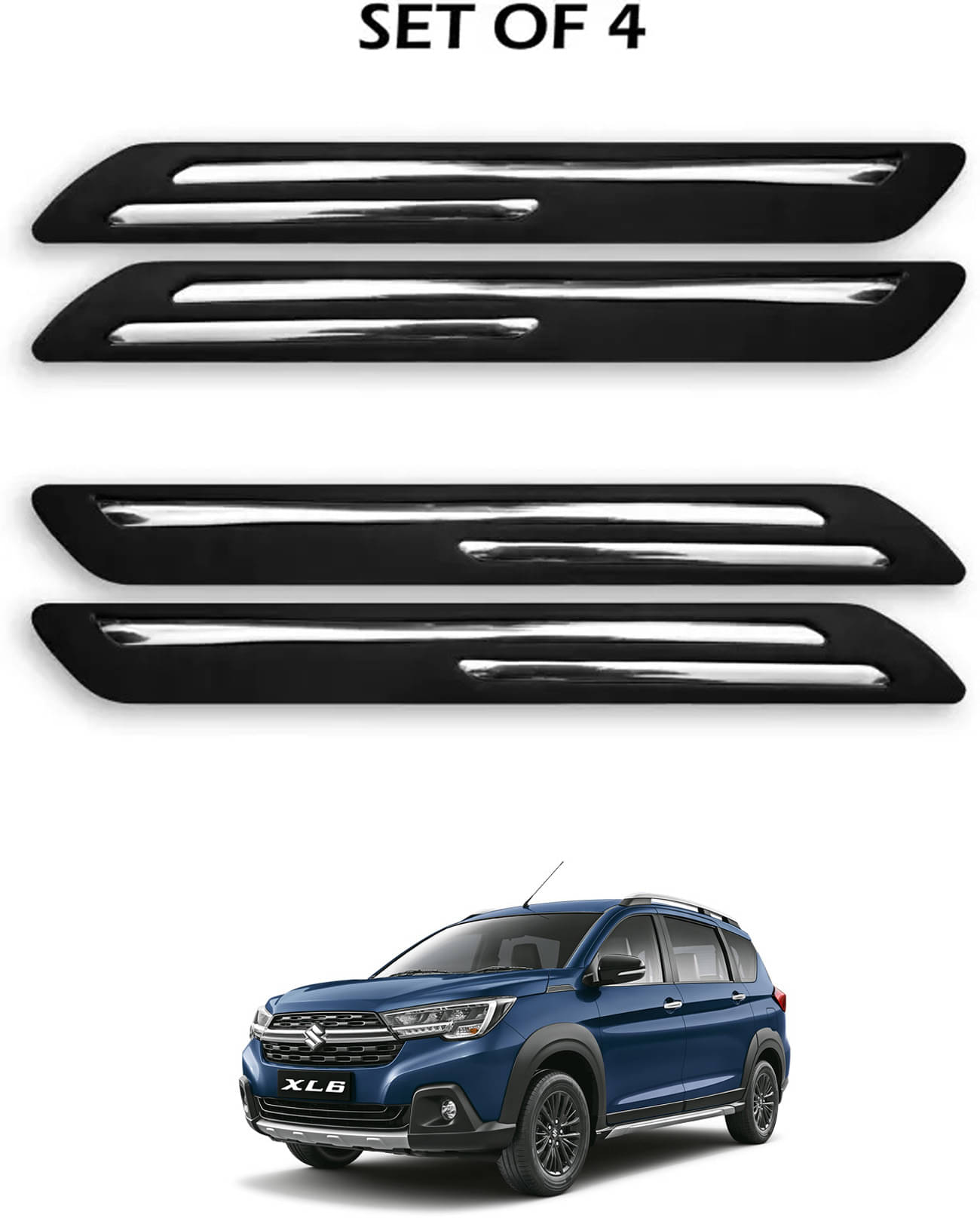 JVG Double Chrome Bumper Protection Guard (Pack Of 4) For Maruti Suzuki XL6 JVG Double Chrome Bumper Protection Guard (Pack Of 4) For Maruti Suzuki XL6