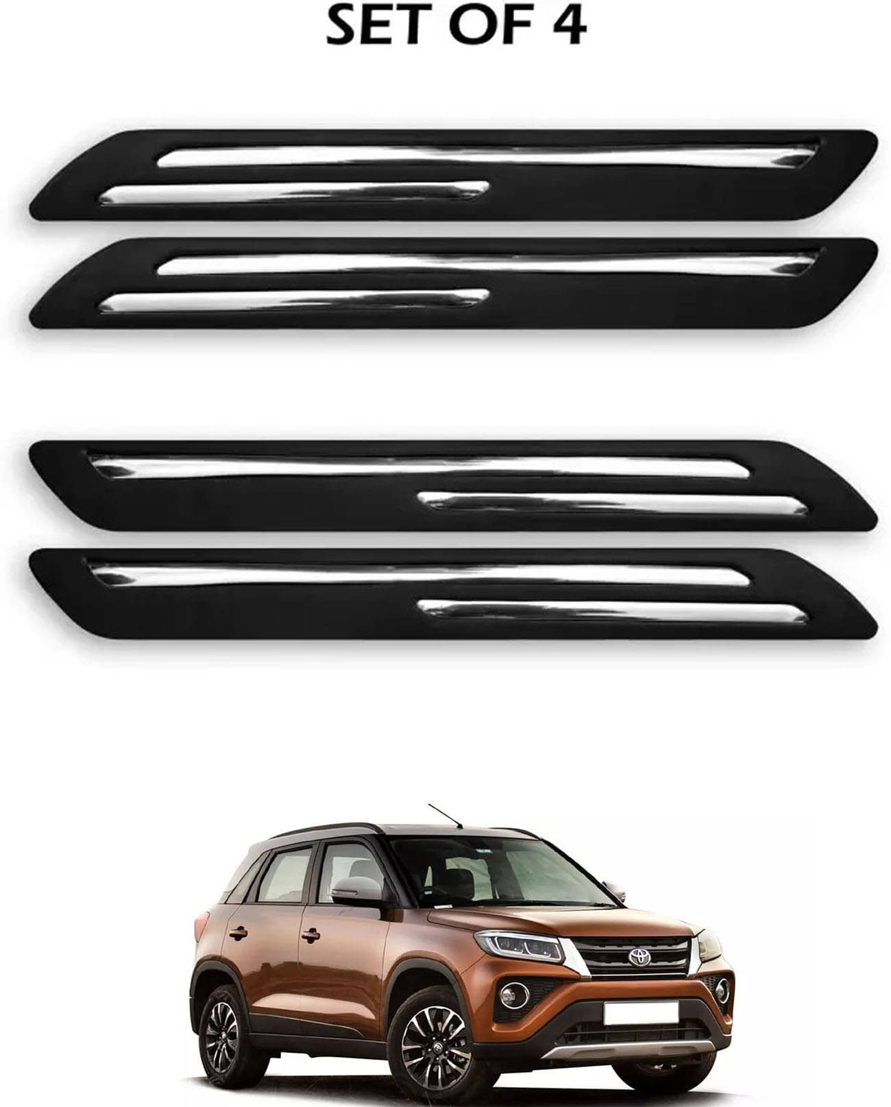 JVG Double Chrome Bumper Protection Guard (Pack Of 4) For Toyota Urban Cruiser JVG Double Chrome Bumper Protection Guard (Pack Of 4) For Toyota Urban Cruiser