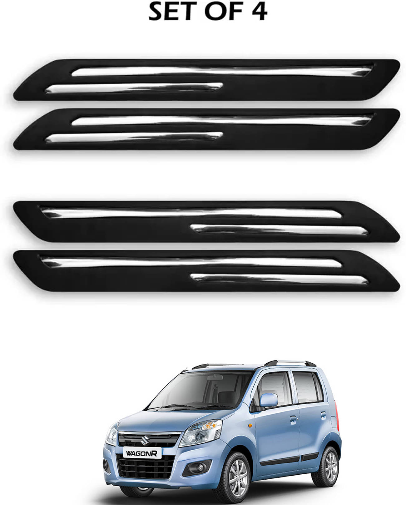 JVG Double Chrome Bumper Protection Guard (Pack Of 4) For Maruti Suzuki WagonR JVG Double Chrome Bumper Protection Guard (Pack Of 4) For Maruti Suzuki WagonR