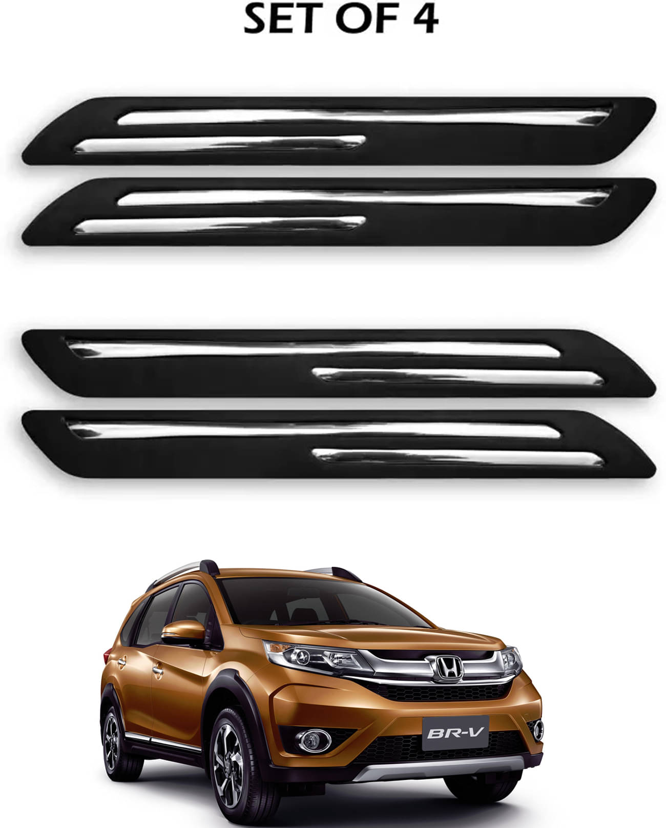     			JVG Double Chrome Bumper Protection Guard (Pack Of 4) For Honda BR-V