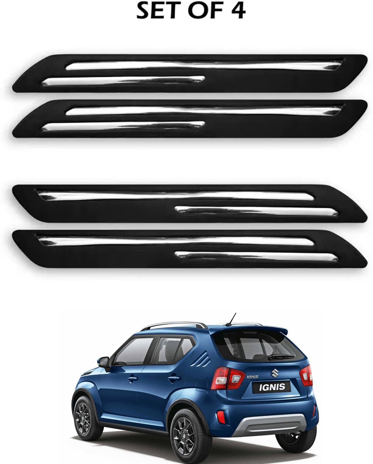 JVG Double Chrome Bumper Protection Guard (Pack Of 4) For Maruti Suzuki Ignis JVG Double Chrome Bumper Protection Guard (Pack Of 4) For Maruti Suzuki Ignis