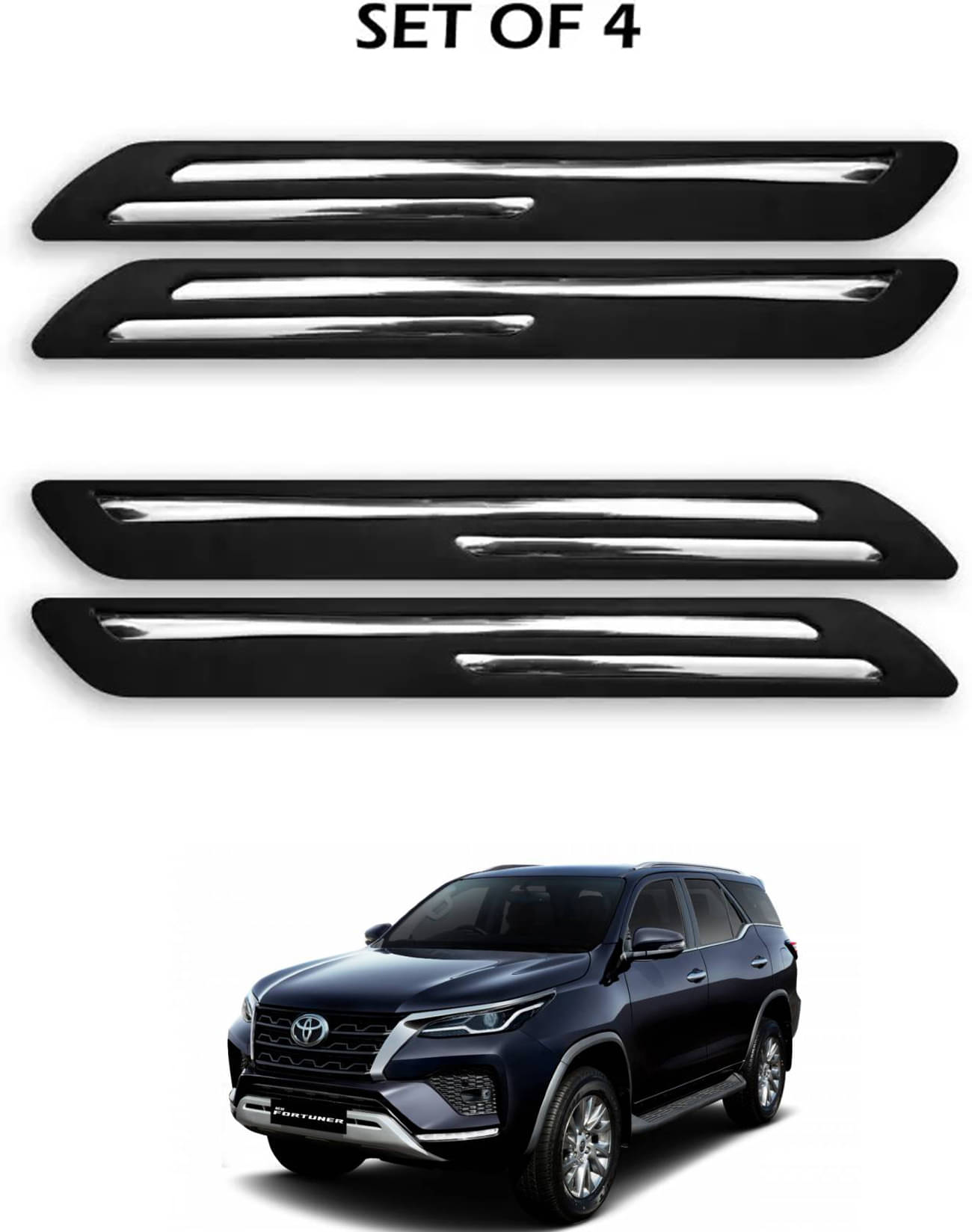     			JVG Double Chrome Bumper Protection Guard (Pack Of 4) For Toyota Fortuner