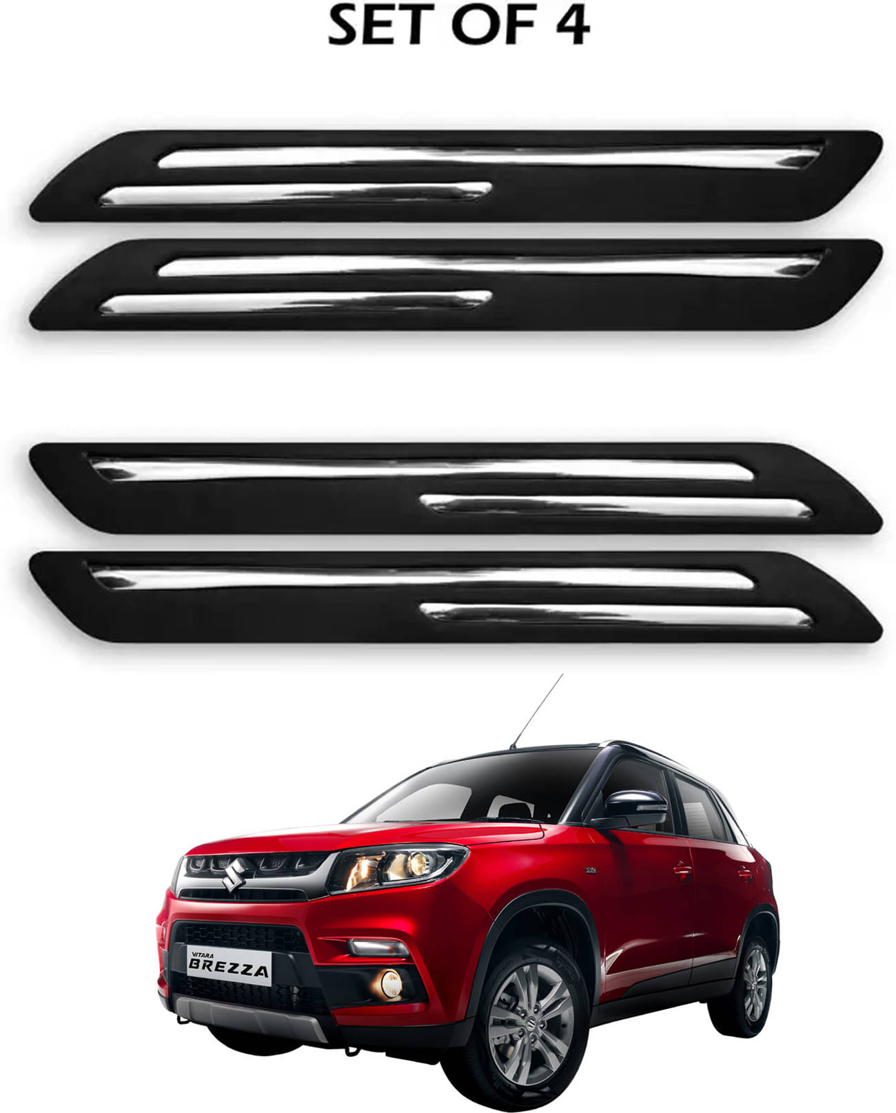     			JVG Double Chrome Bumper Protection Guard (Pack Of 4) For Maruti Suzuki Vitara Brezza