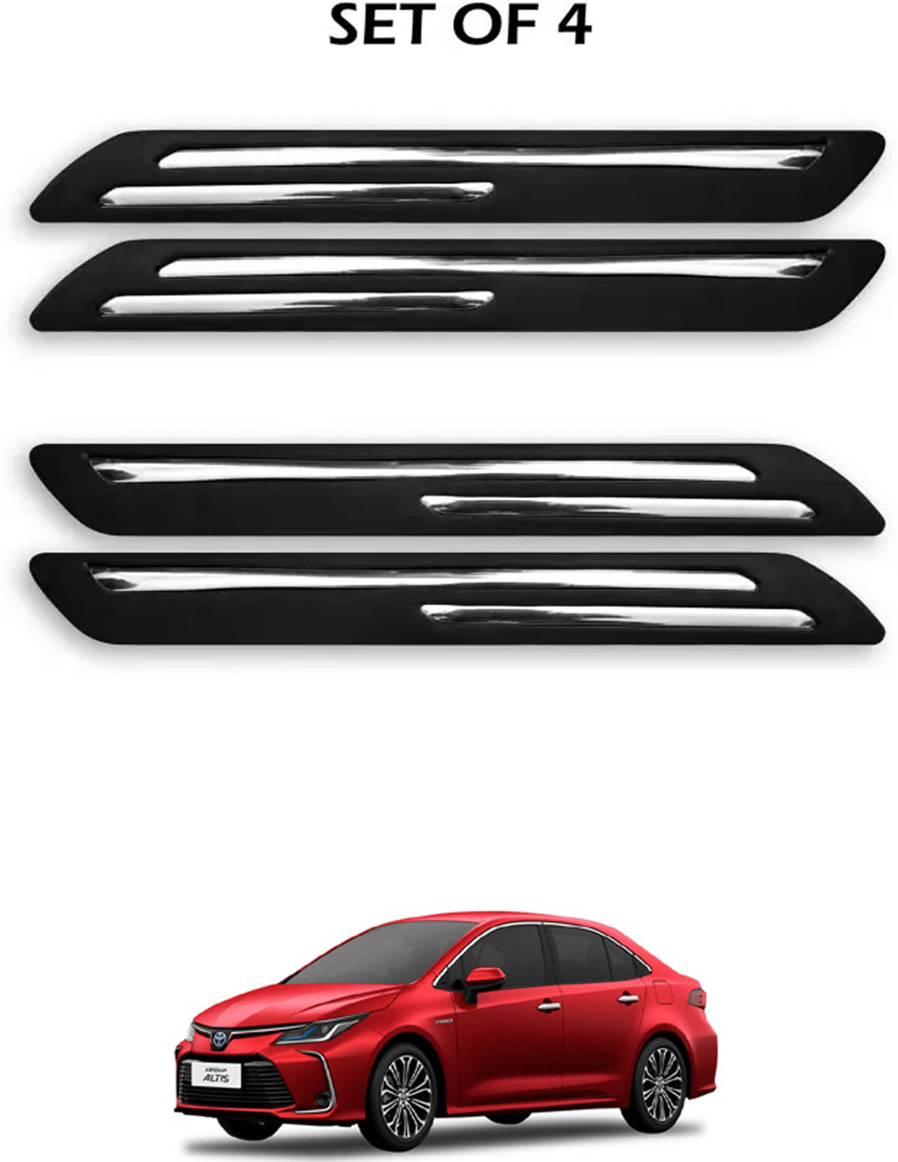     			JVG Double Chrome Bumper Protection Guard (Pack Of 4) For Toyota Altis