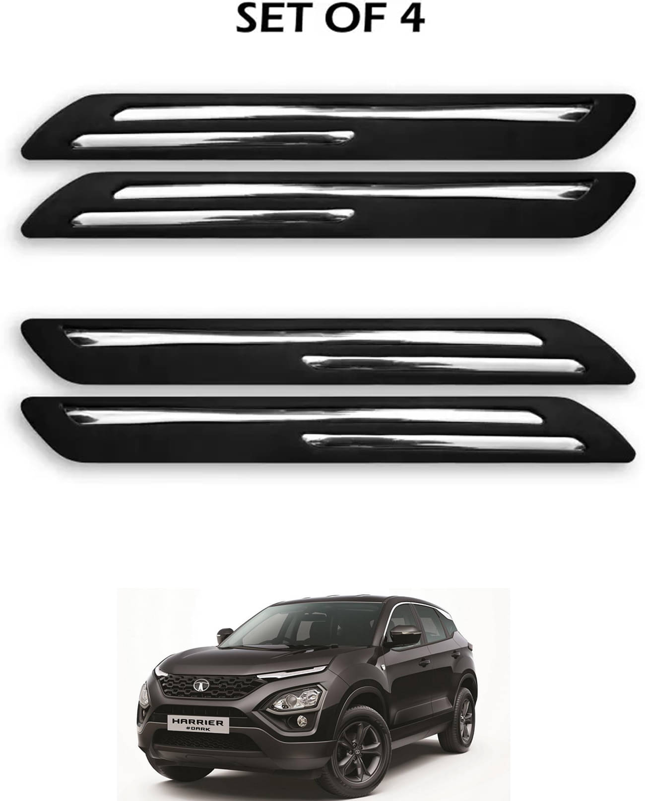     			JVG Double Chrome Bumper Protection Guard (Pack Of 4) For Tata Harrier