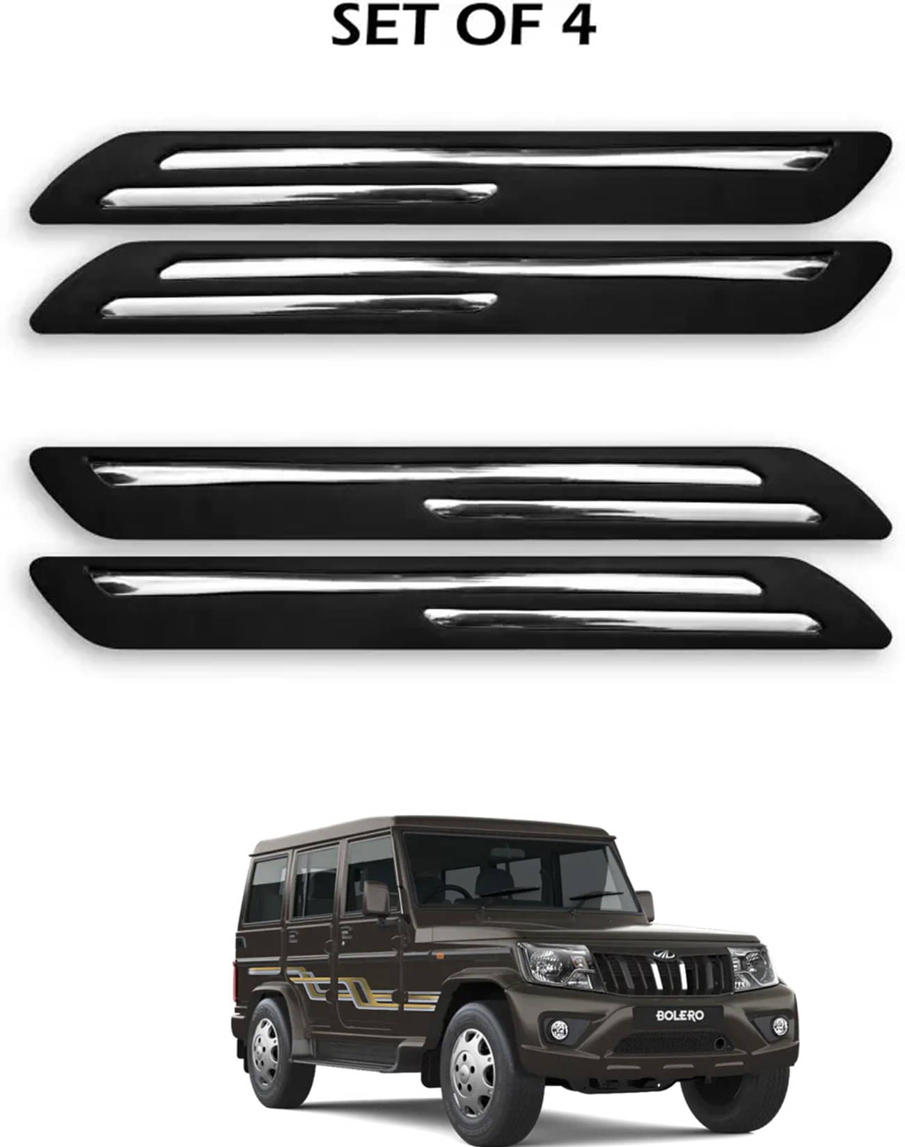     			JVG Double Chrome Bumper Protection Guard (Pack Of 4) For Mahindra Bolero