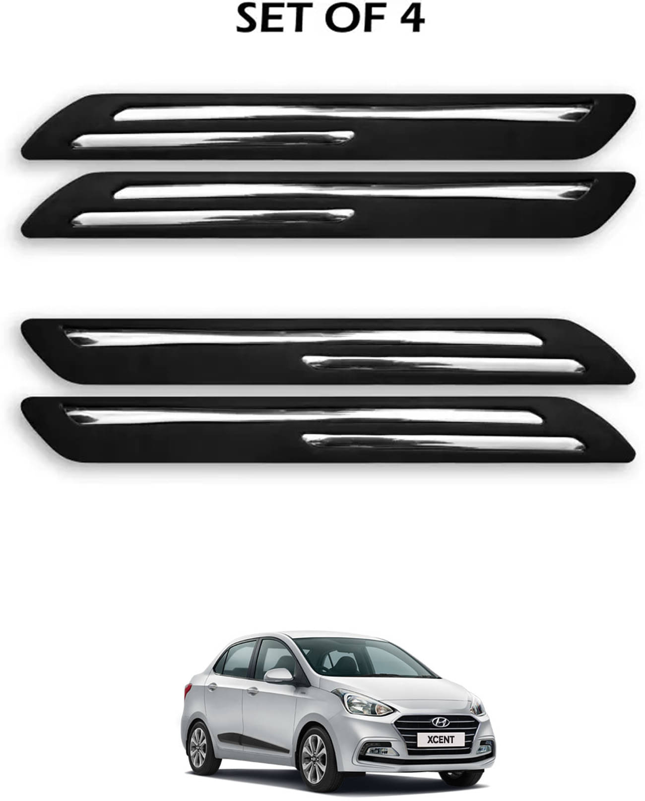     			JVG Double Chrome Bumper Protection Guard (Pack Of 4) For Hyundai Xcent