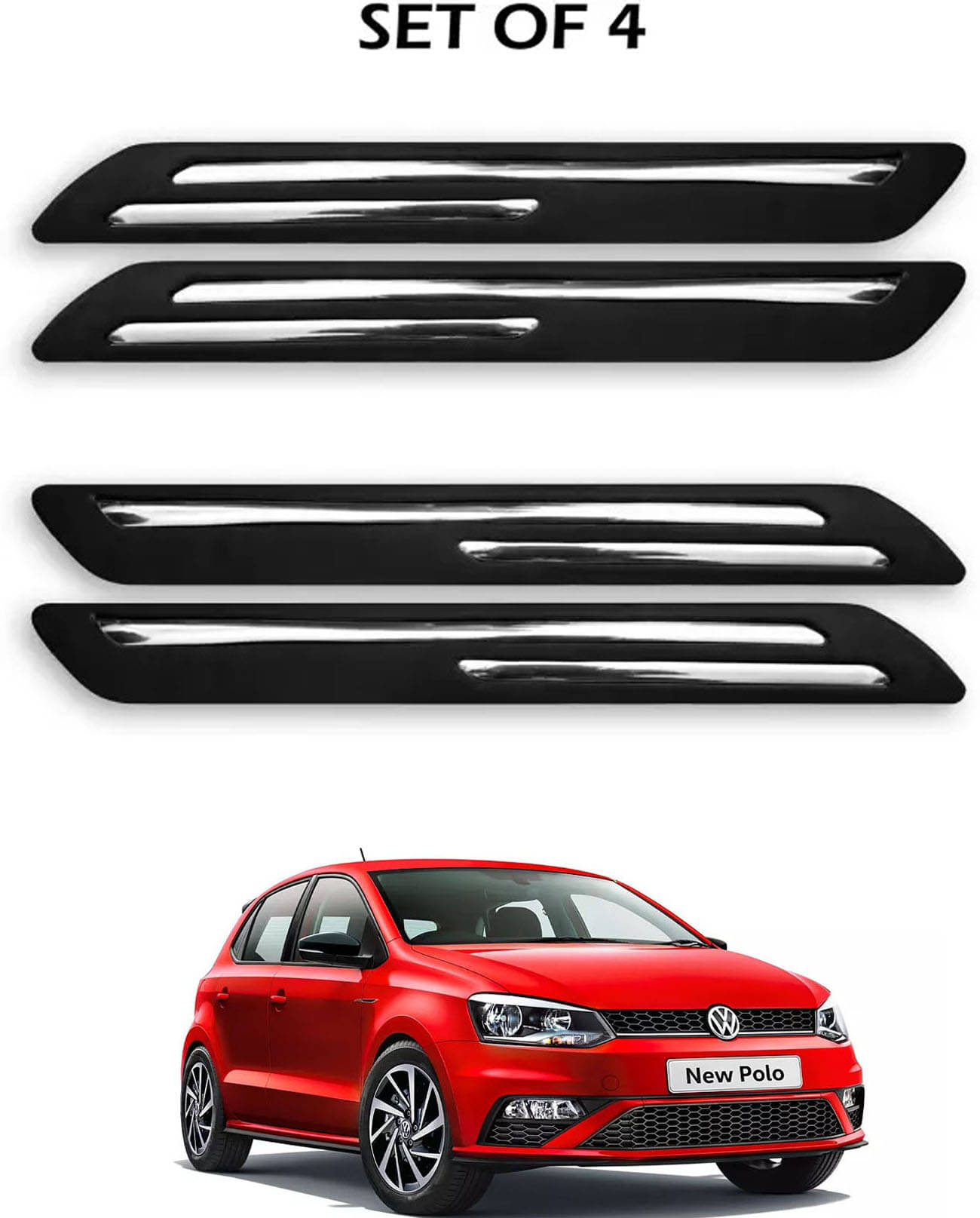 JVG Double Chrome Bumper Protection Guard (Pack Of 4) For Volkswagen Polo JVG Double Chrome Bumper Protection Guard (Pack Of 4) For Volkswagen Polo