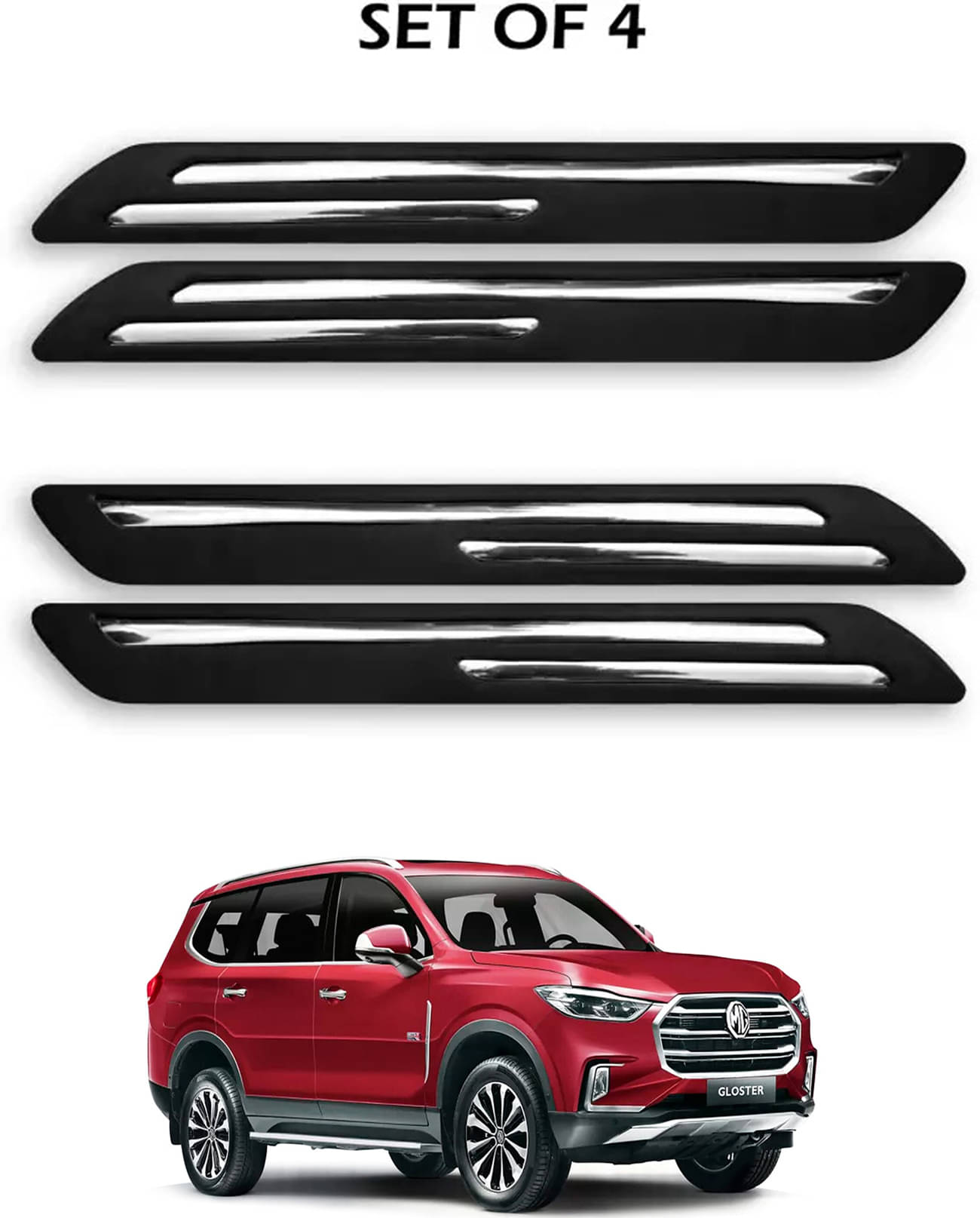     			JVG Double Chrome Bumper Protection Guard (Pack Of 4) For MG Gloster