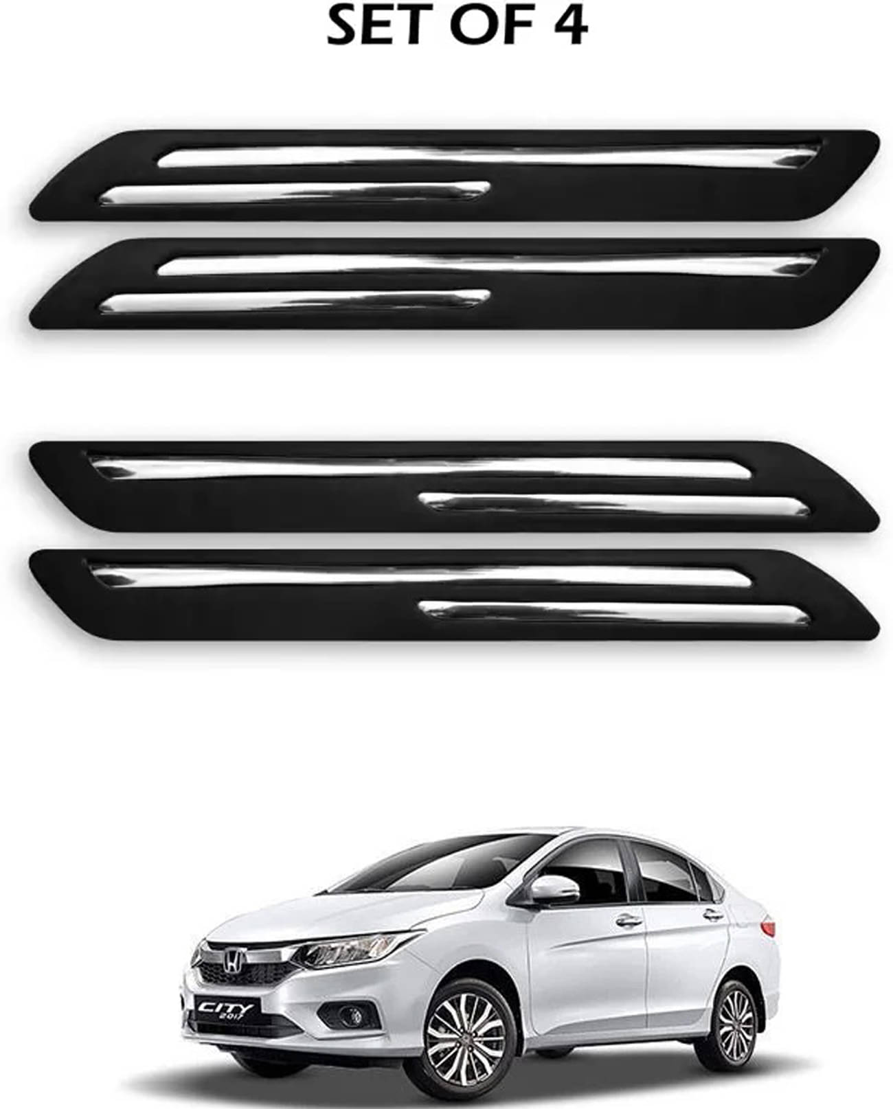     			JVG Double Chrome Bumper Protection Guard (Pack Of 4) For Honda City i-Dtec