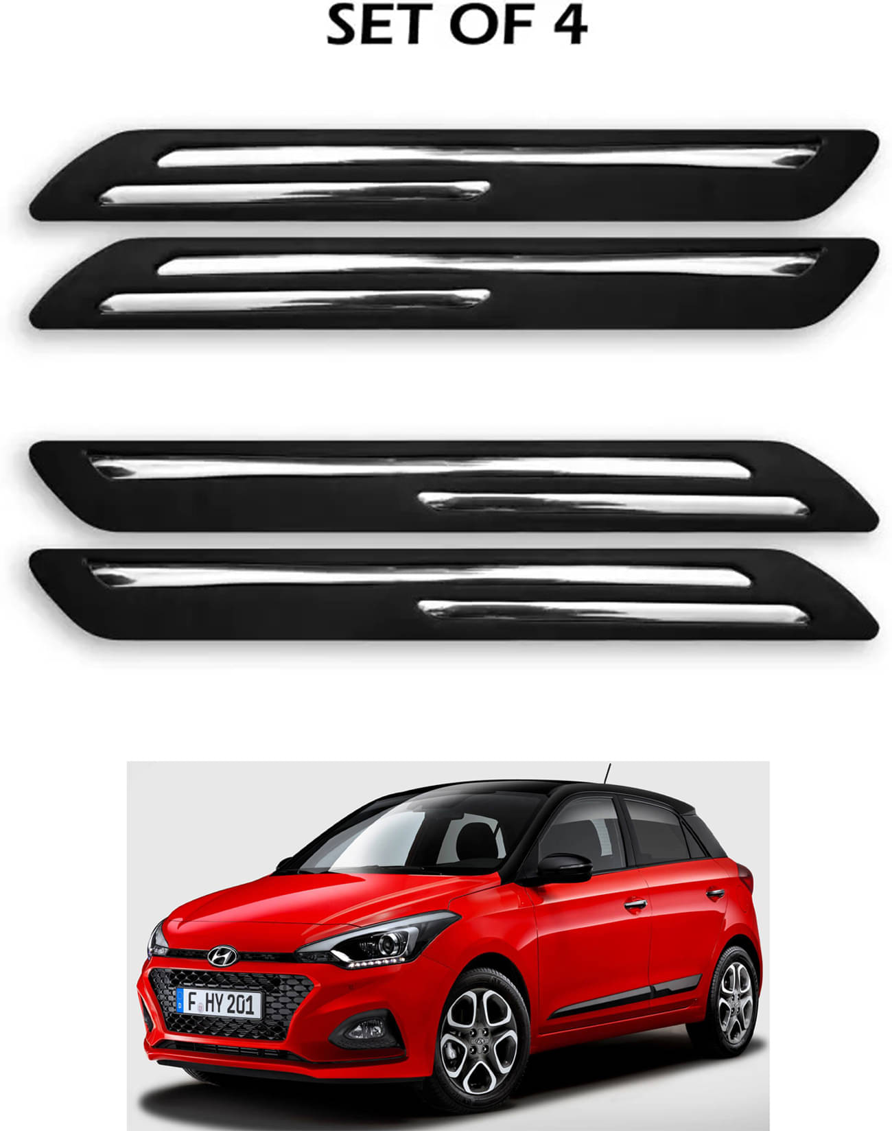     			JVG Double Chrome Bumper Protection Guard (Pack Of 4) For Hyundai i20