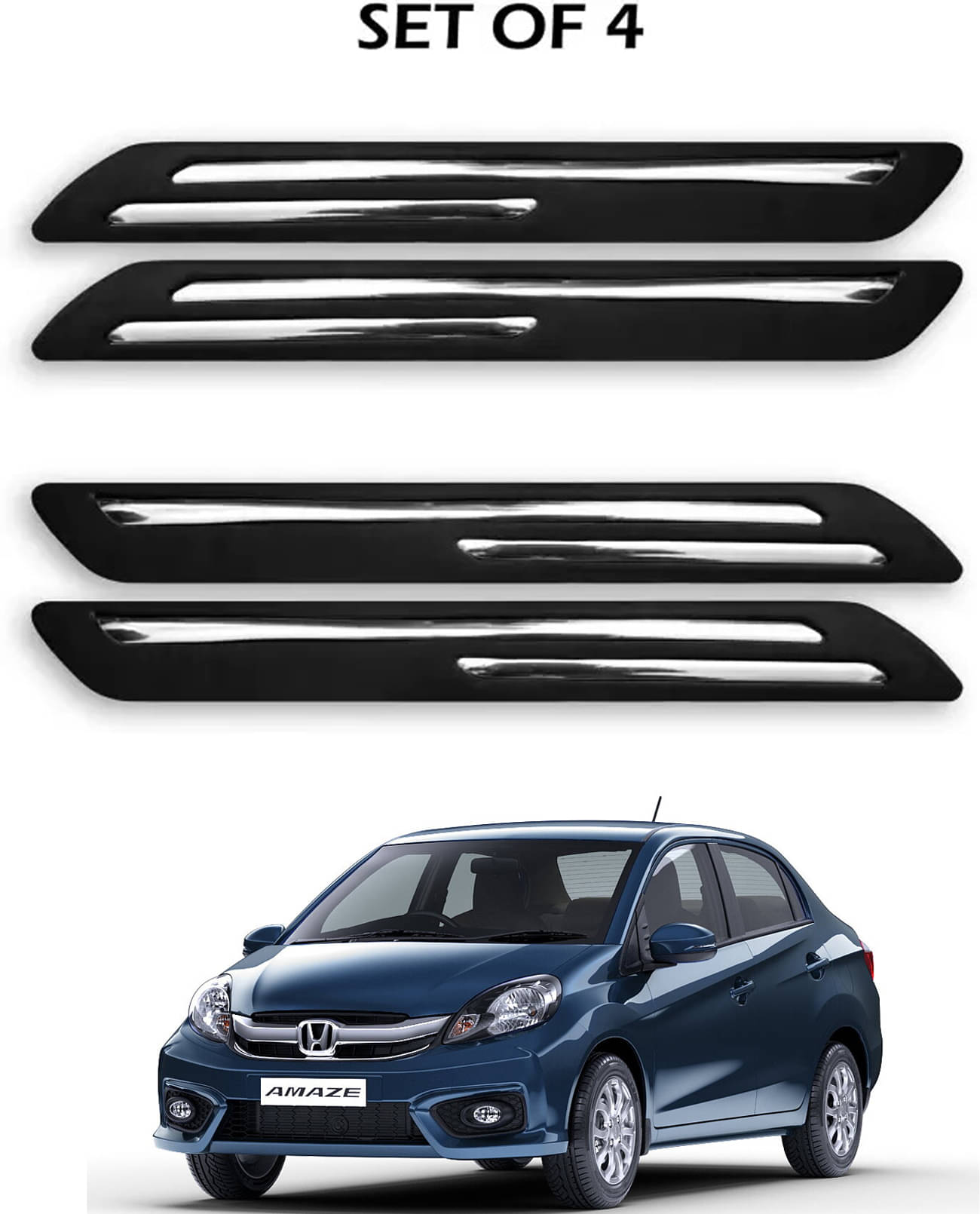     			JVG Double Chrome Bumper Protection Guard (Pack Of 4) For Honda Amaze