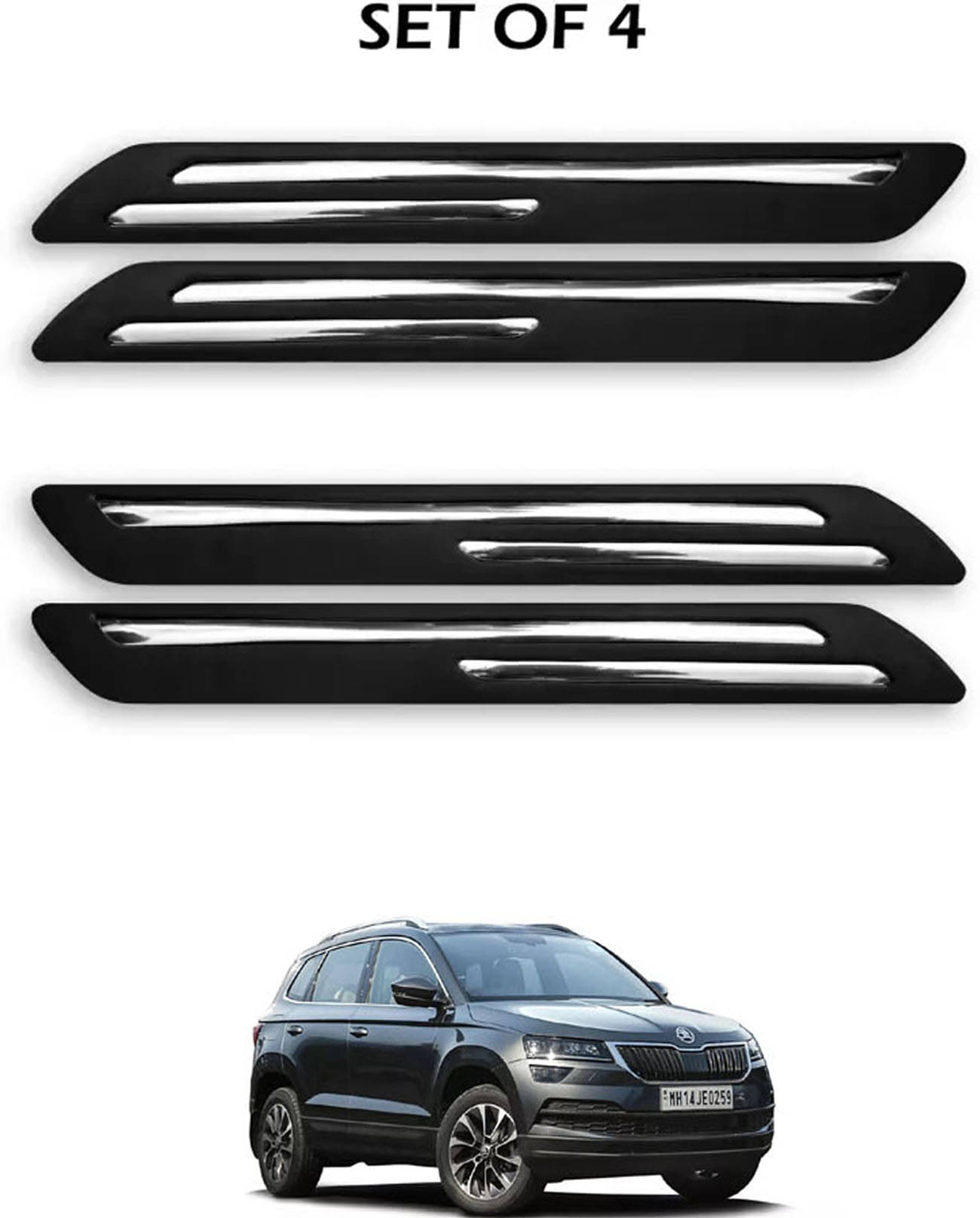     			JVG Double Chrome Bumper Protection Guard (Pack Of 4) For Skoda Karoq