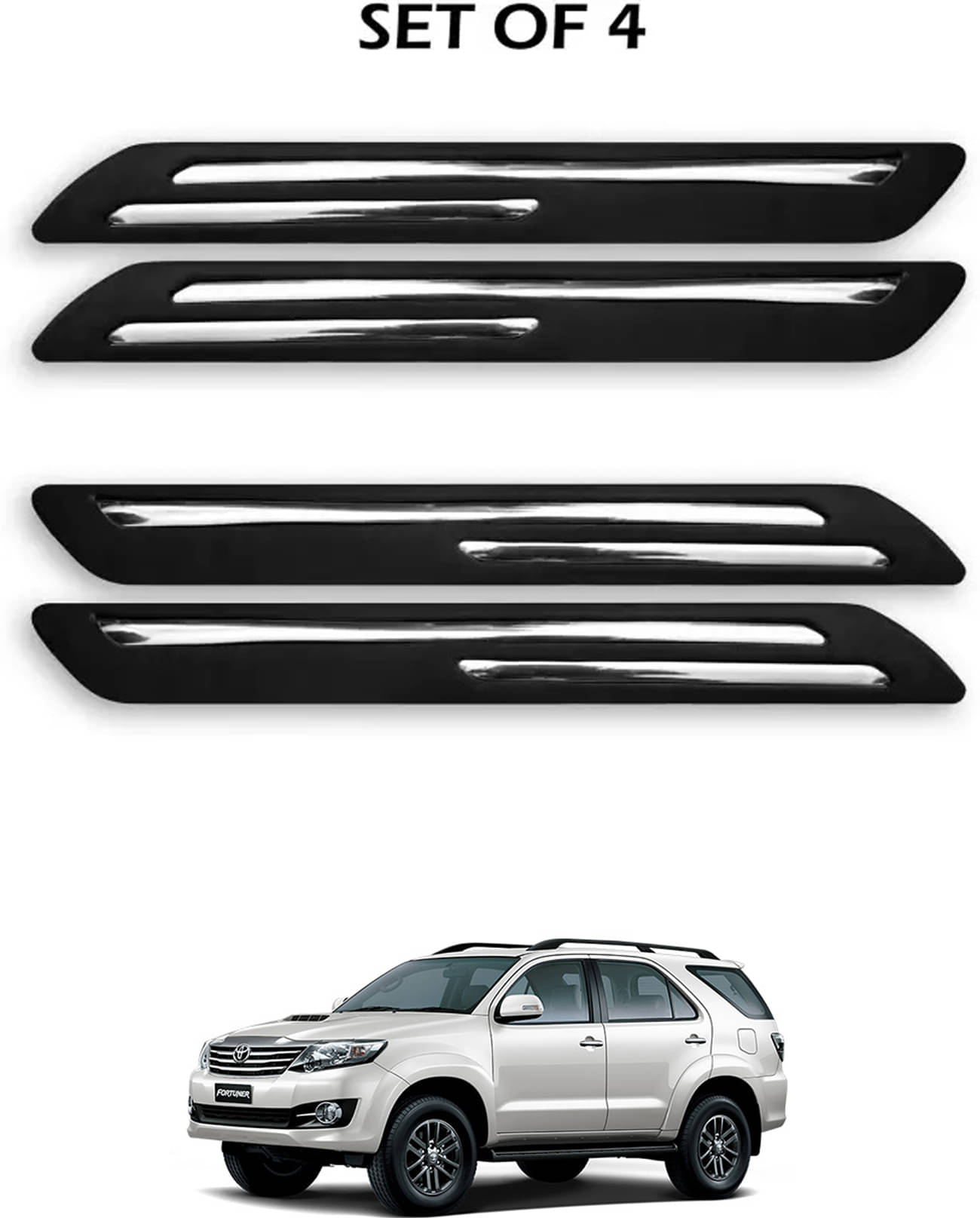     			JVG Double Chrome Bumper Protection Guard (Pack Of 4) For Toyota Fortuner Old