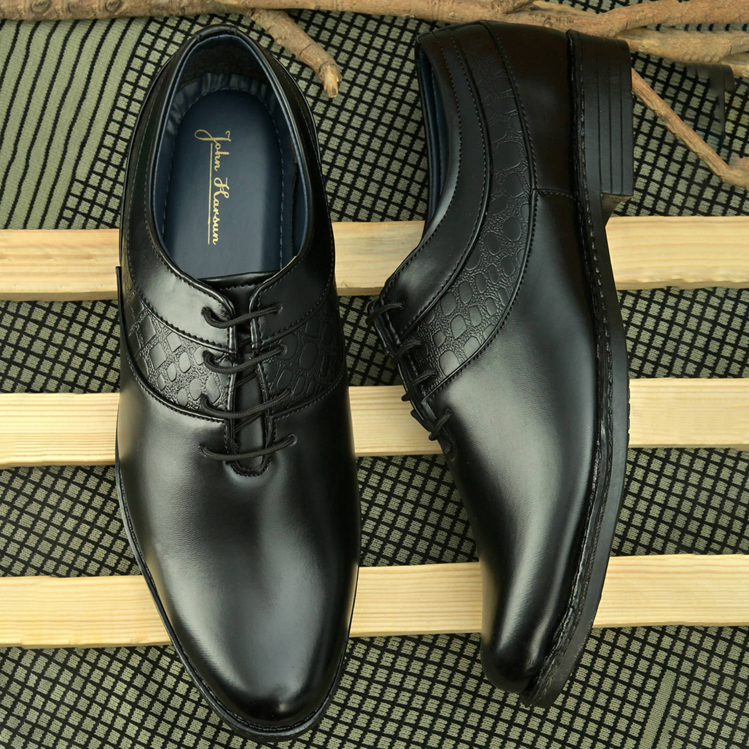     			John Karsun Black Men's Derby Formal Shoes