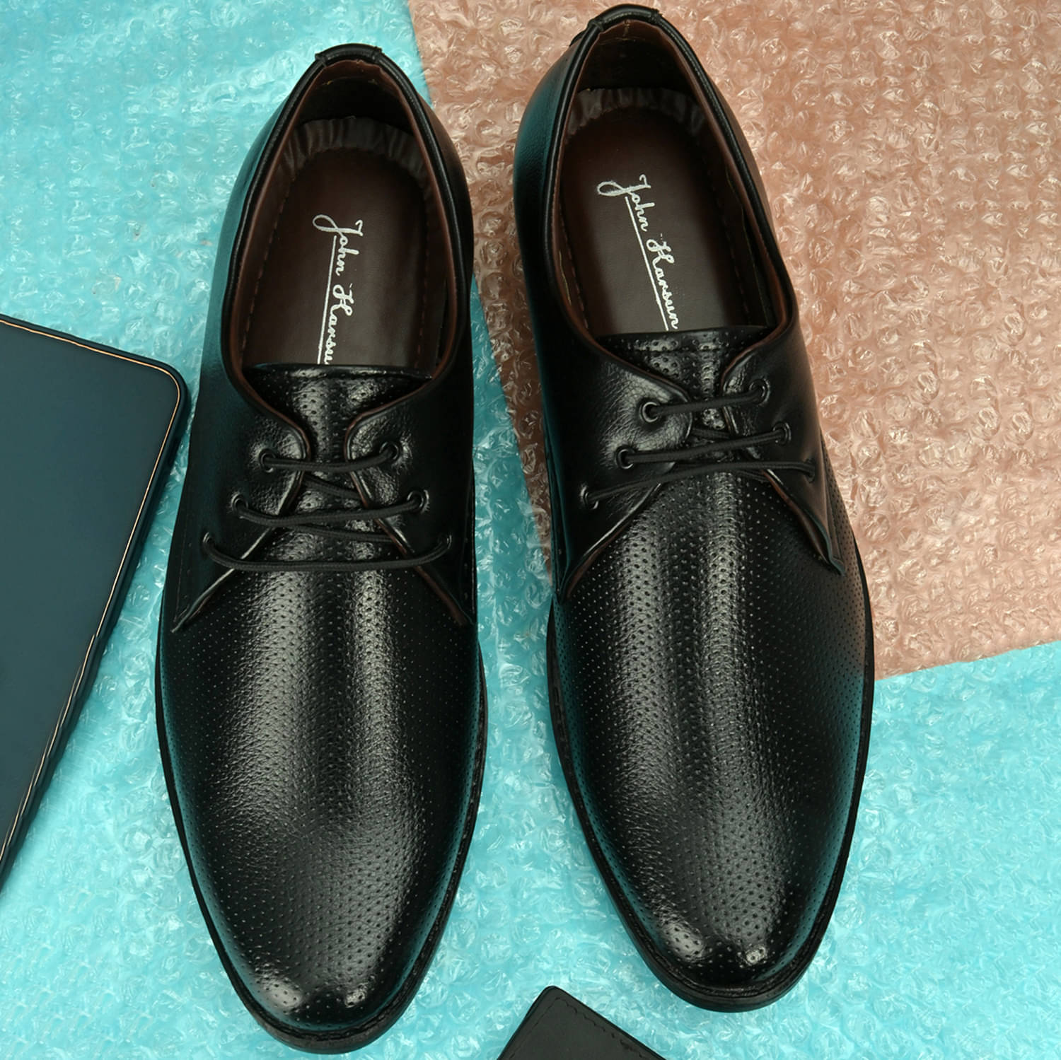     			John Karsun Black Men's Derby Formal Shoes