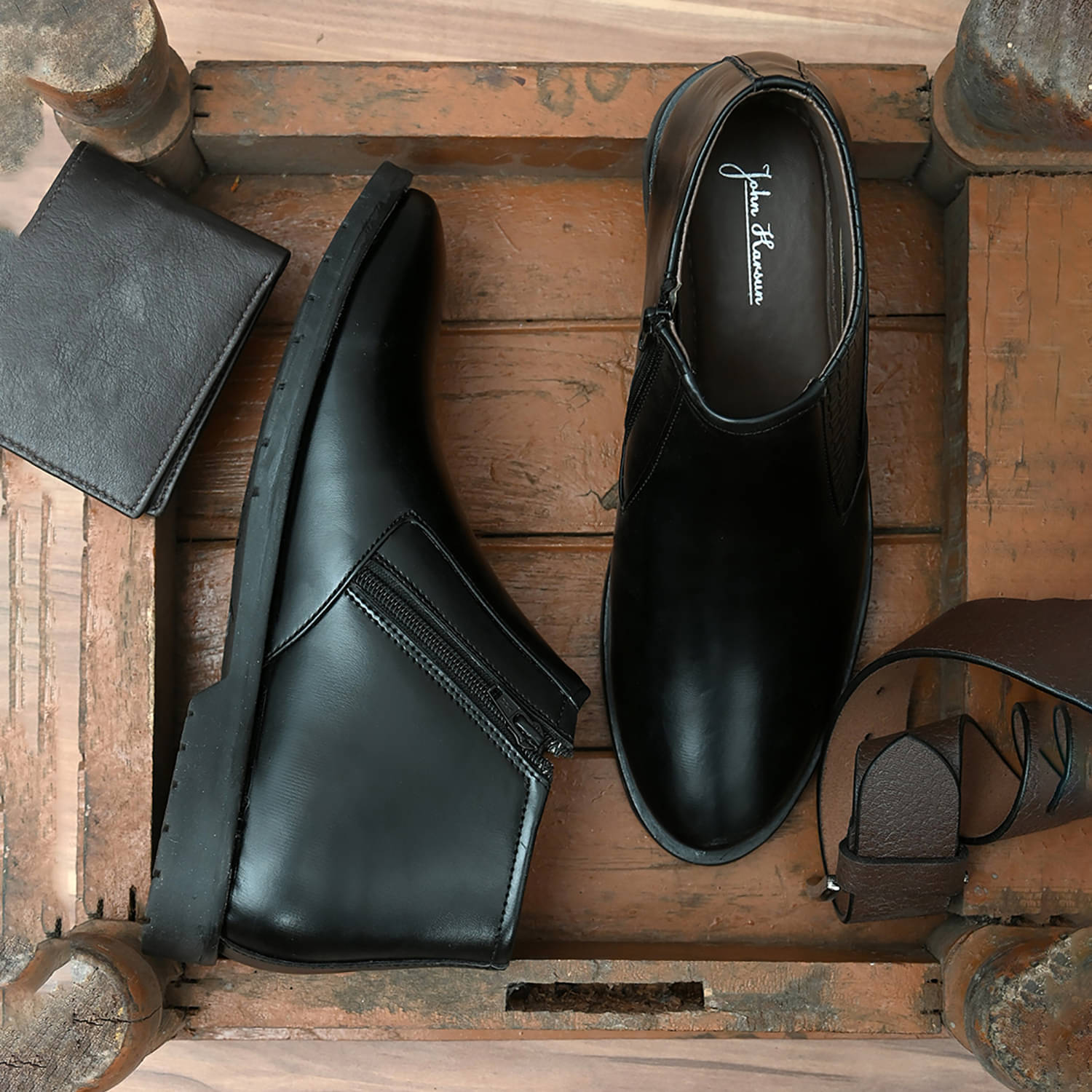     			John Karsun Black Men's Slip On Formal Shoes