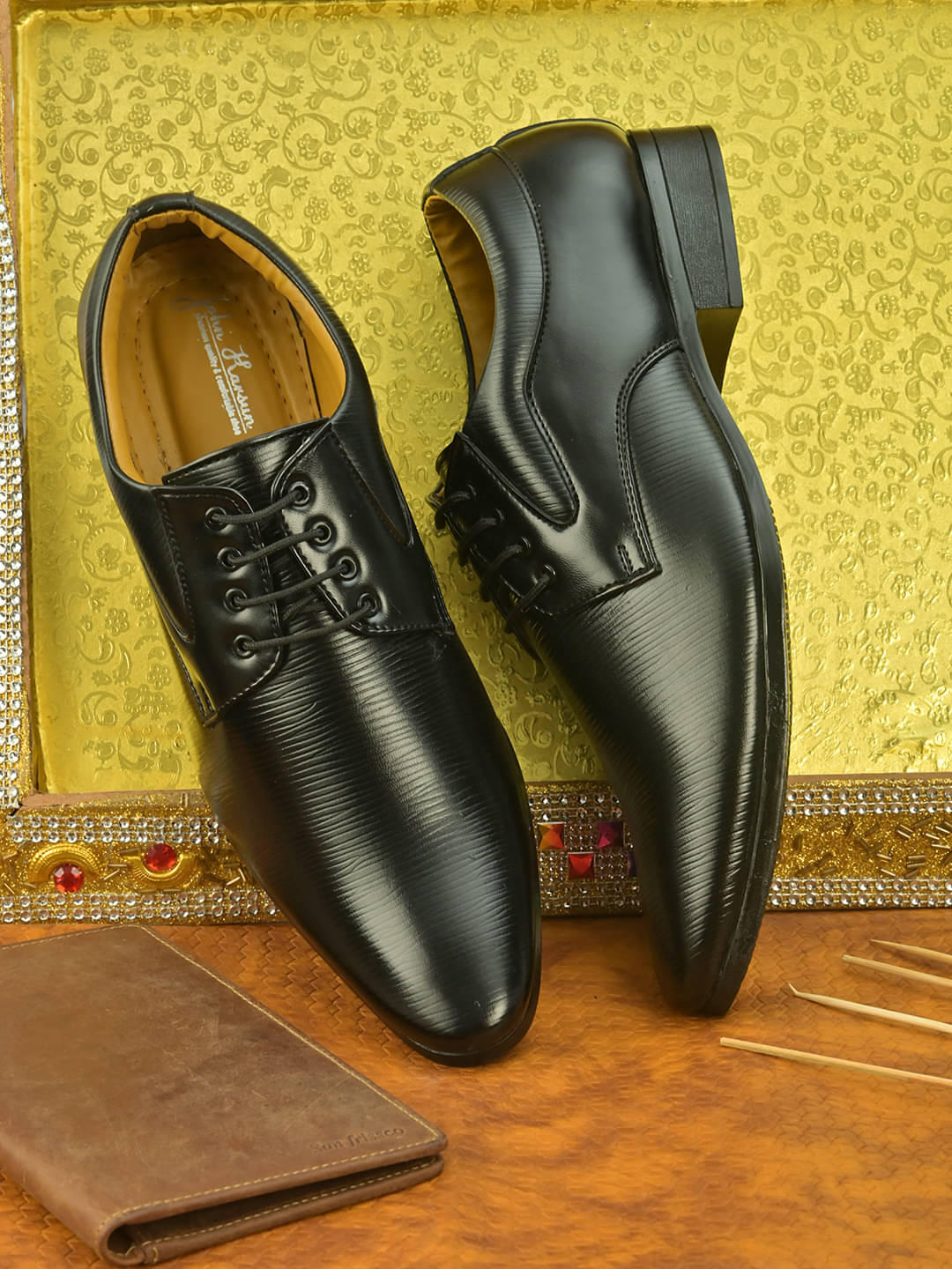     			John Karsun Black Men's Derby Formal Shoes