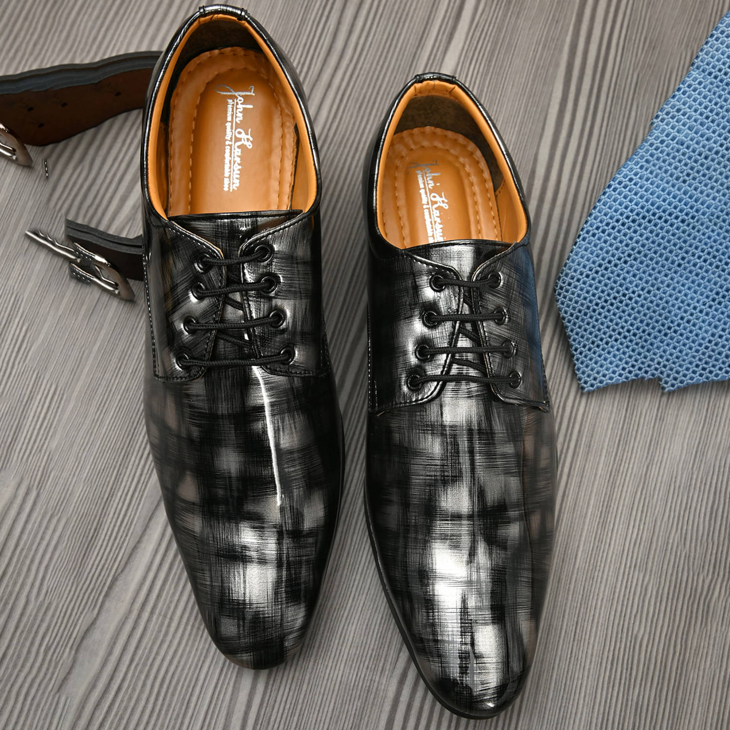     			John Karsun Black Men's Derby Formal Shoes