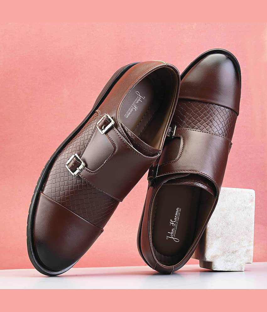 John Karsun Brown Men's Monk Strap Formal Shoes - Formal Shoes | Buy online on ZillyBuy
