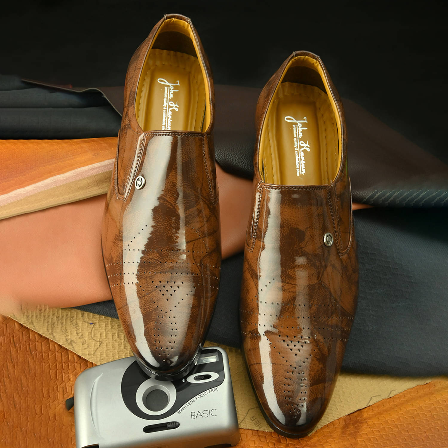 John Karsun Brown Men's Slip On Formal Shoes     			John Karsun Brown Men's Slip On Formal Shoes