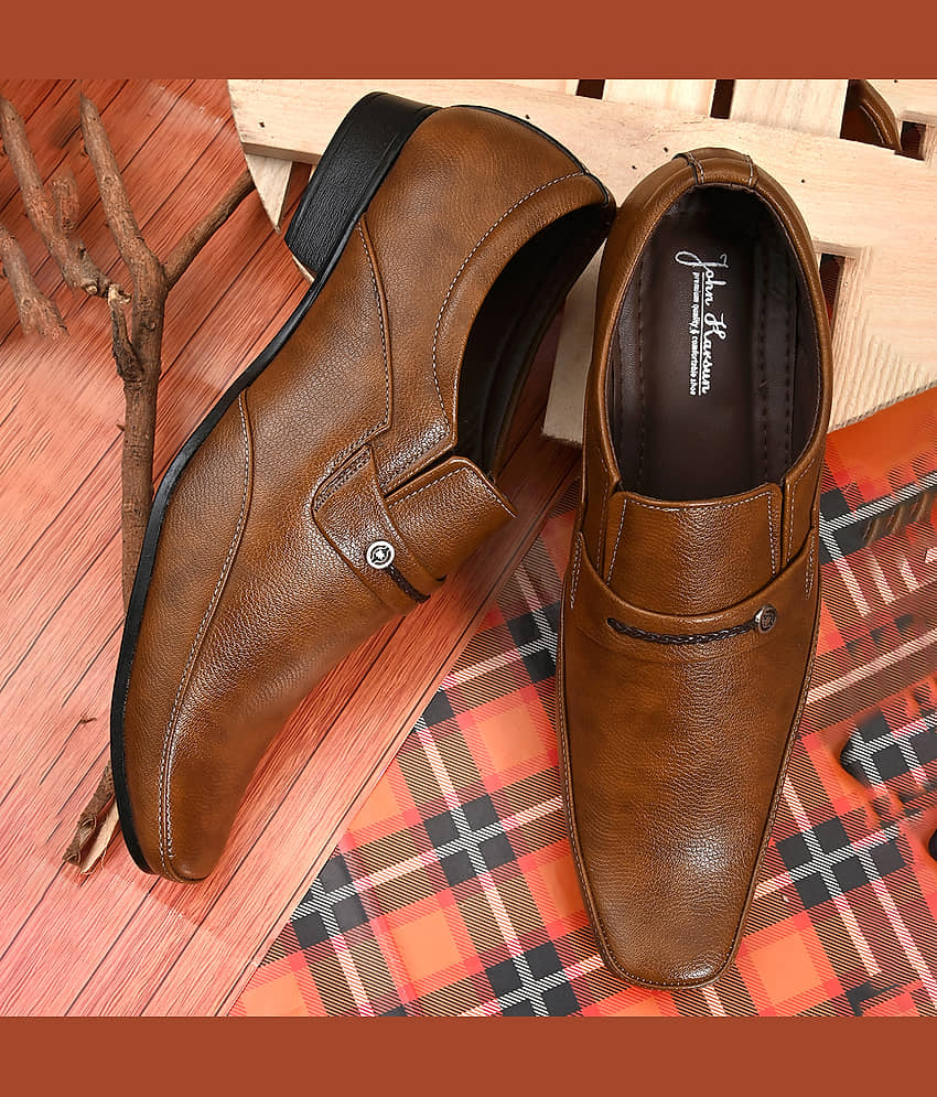 John Karsun Tan Men's Slip On Formal Shoes - Formal Shoes | Buy online on ZillyBuy