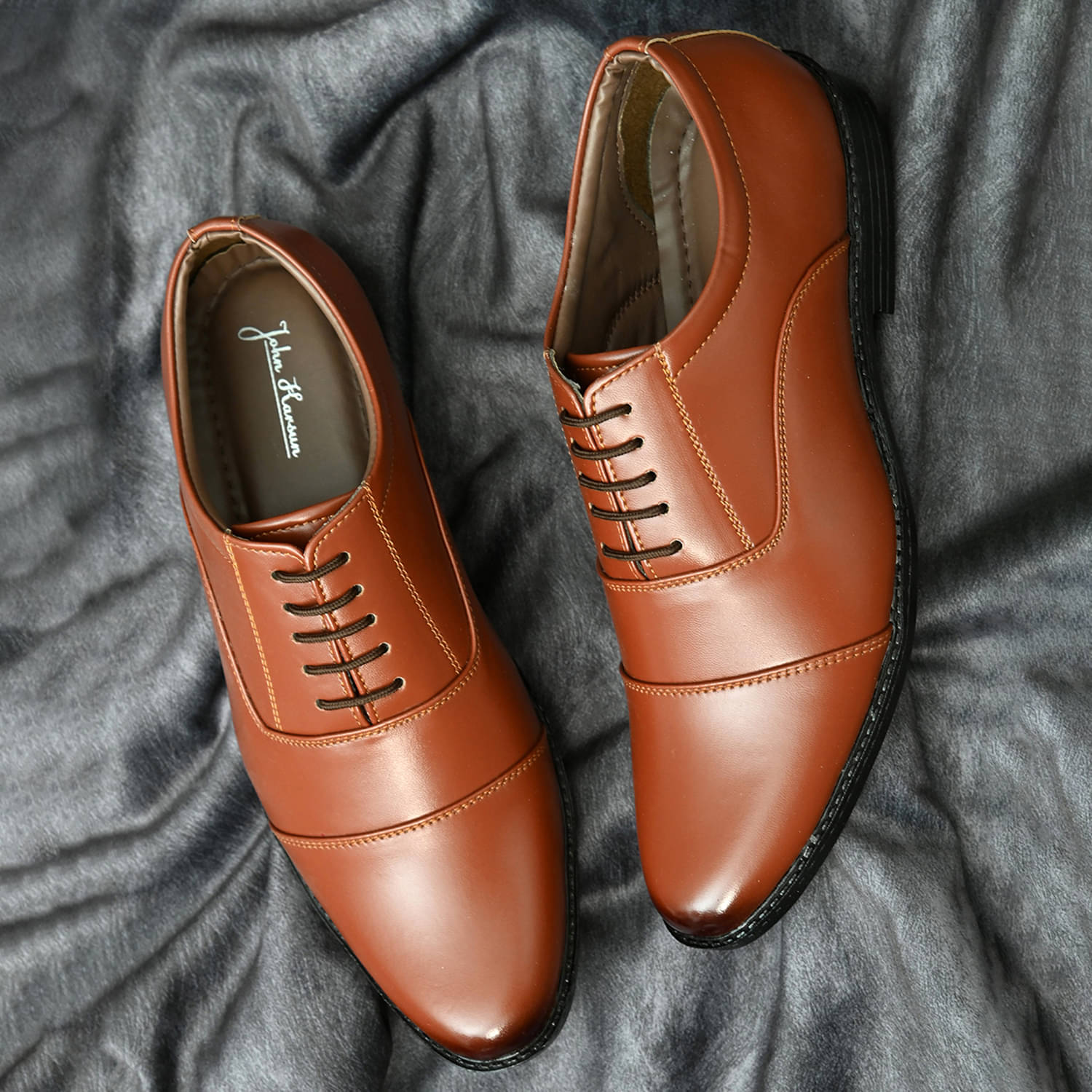     			John Karsun Tan Men's Derby Formal Shoes