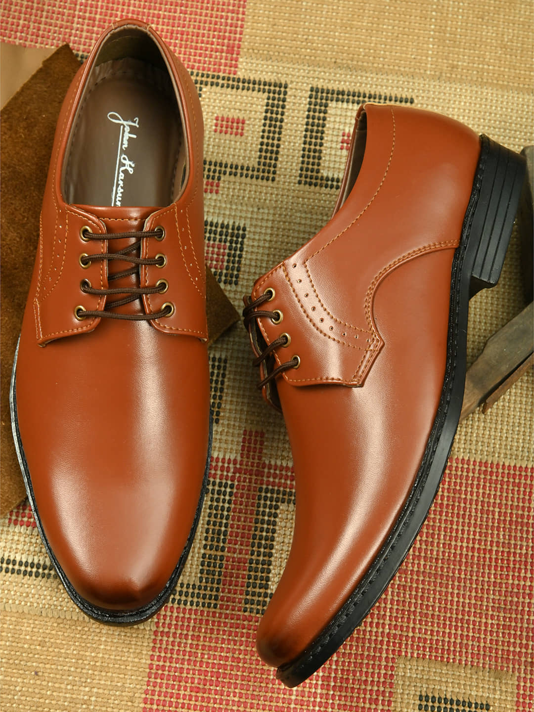 John Karsun Tan Men's Derby Formal Shoes - Formal Shoes | Buy online on ZillyBuy