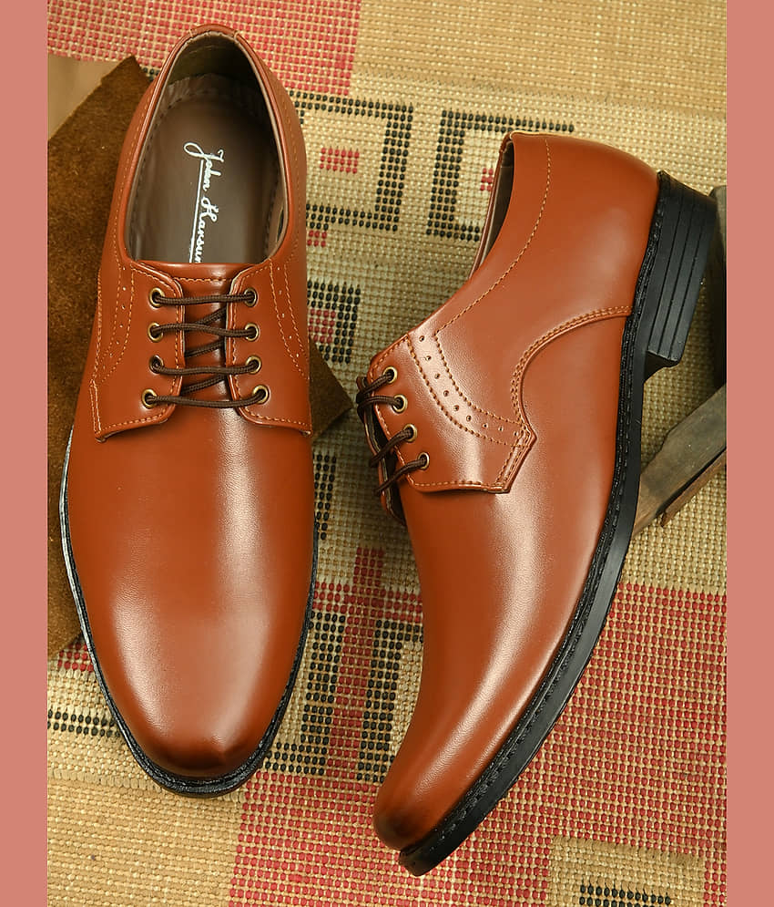 John Karsun Tan Men's Derby Formal Shoes - Formal Shoes | Buy online on ZillyBuy