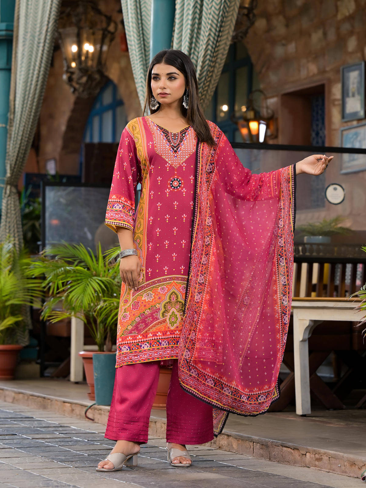Juniper Rayon Printed Kurti With Pants Women's Stitched Salwar Suit - Maroon ( Pack of 3 ) Juniper Rayon Printed Kurti With Pants Women's Stitched Salwar Suit - Maroon ( Pack of 3 )