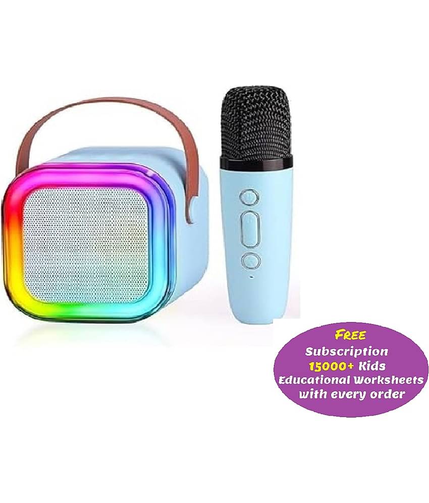 Karaoke Machine for Kids Adults, Mini Portable Blue-Tooth Karaoke Speaker with Wireless Microphone and Dynamic Lights Birthday Gift (Free subscription of kids Educational worksheets)