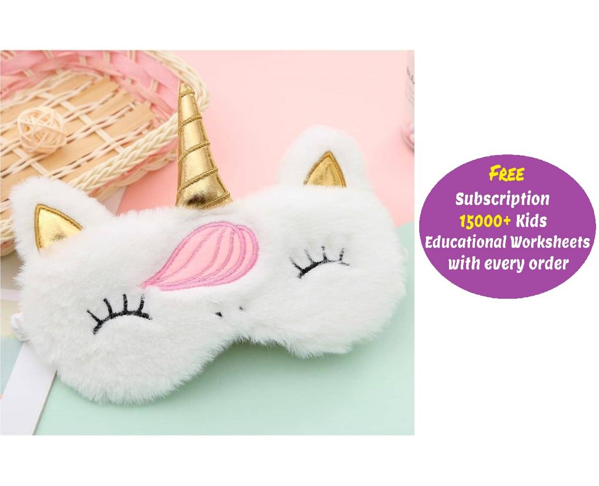    			Kidsaholic Birthday Gift Combo Set for Girls/Boys . Birthday Gift Return Gift Purpose .Combo of 1 Unicorn Eye cover , 1 Cute Unicorn Sling Bag, 1 Cute Comb  (Free subscription of kids Educational worksheets)