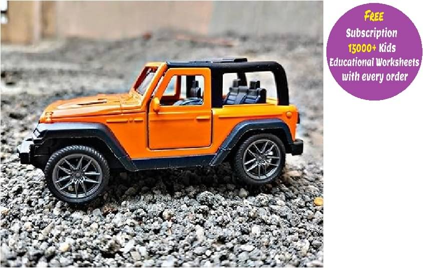     			Kidsaholic Metal Thar Car Small Pull Back diecast Metal Toy with Open Doors for Kids  (Free subscription of kids Educational worksheets)