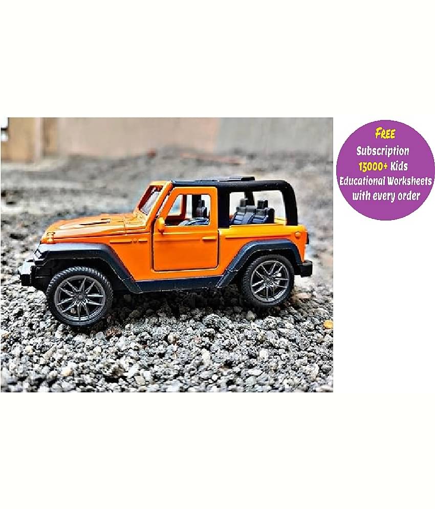 Kidsaholic Metal Thar Car Small Pull Back diecast Metal Toy with Open Doors for Kids (Free subscription of kids Educational worksheets)