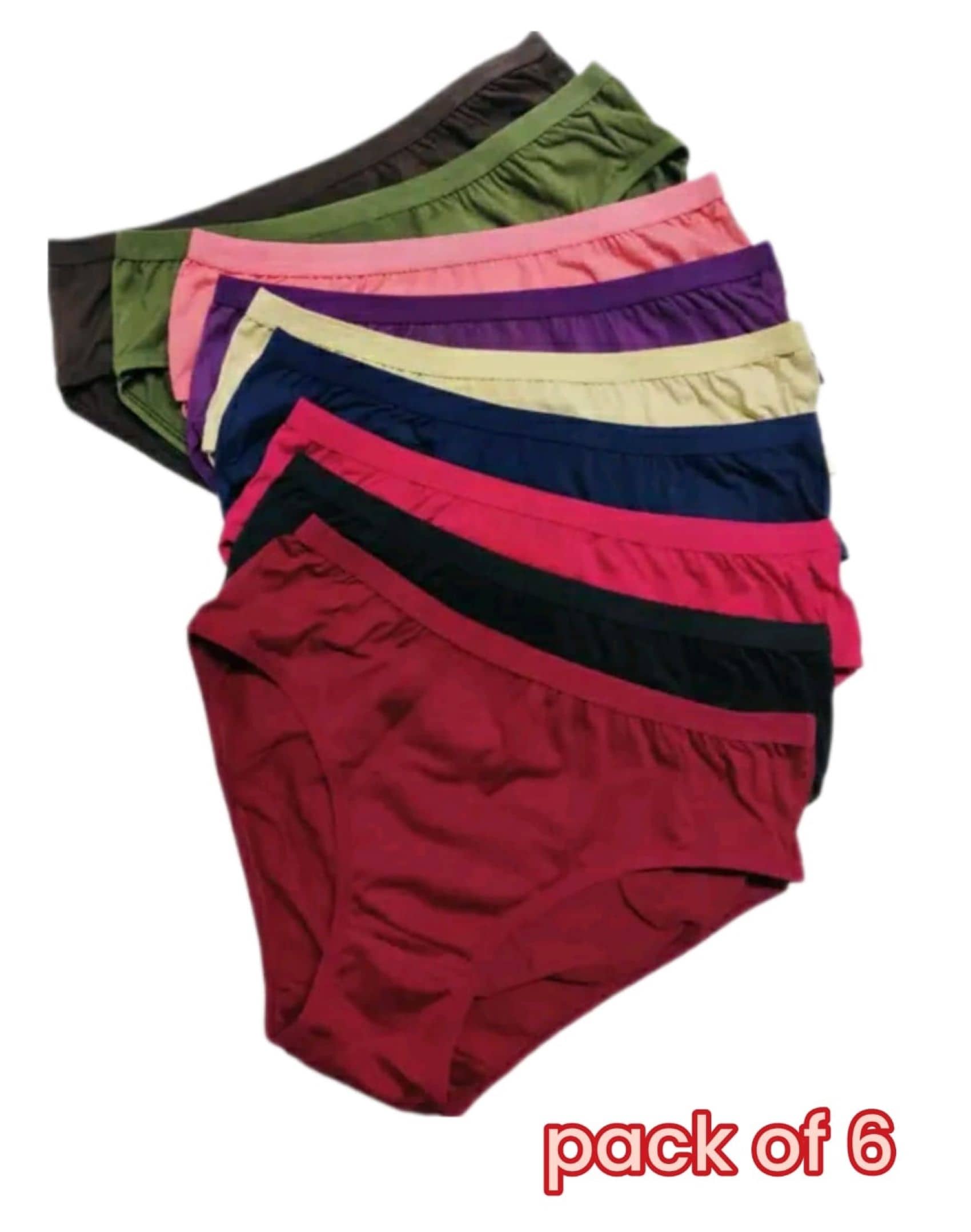 PIYURZ Pack of 6 Poly Cotton Solid Women's Briefs ( Multi Color )