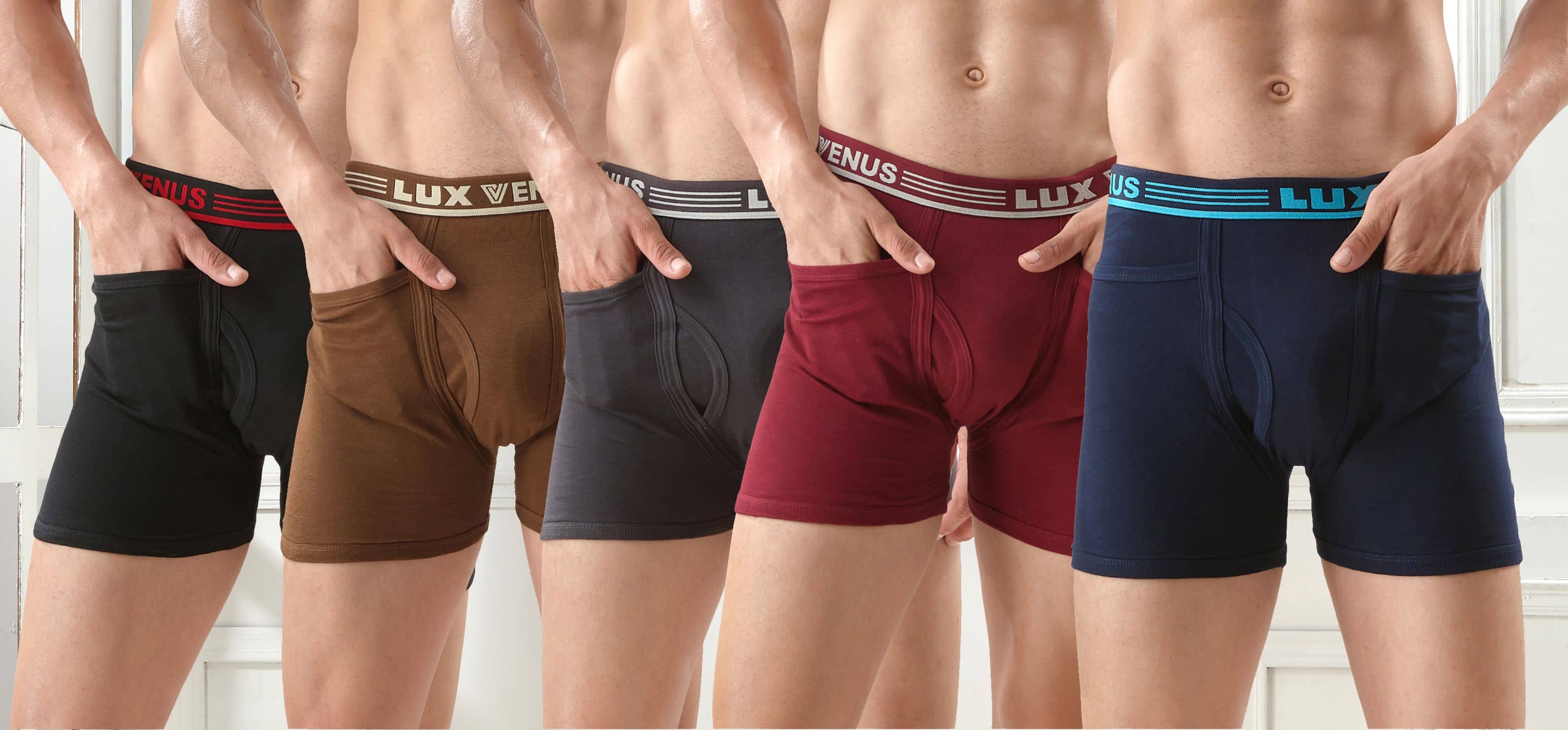 lux venus Pack of 5 Cotton Trunks For Men's ( Multicolor )
