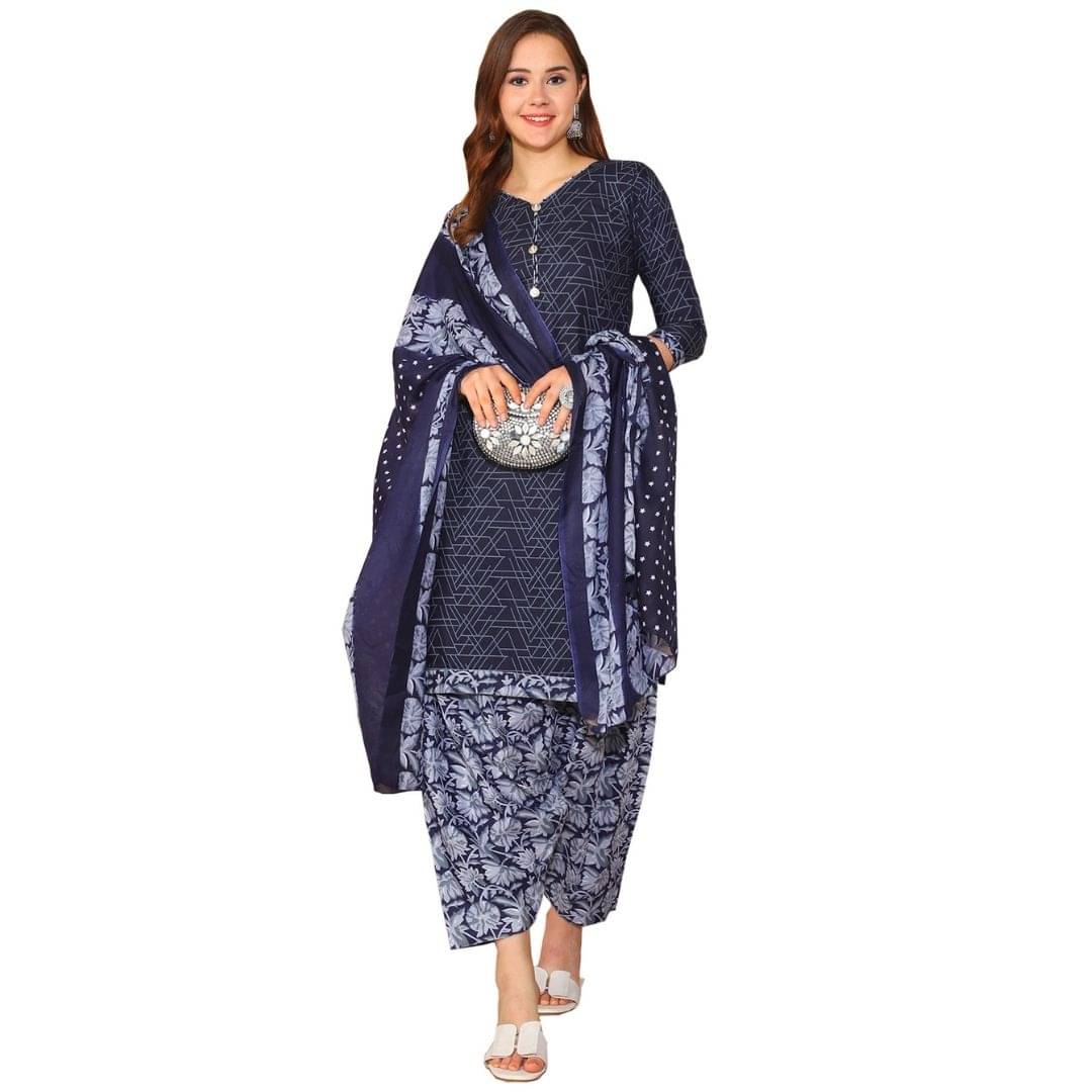 Rajnandini Women Cotton Blend Printed Straight Kurti With Patiala Salwar ( Blue ) Rajnandini Women Cotton Blend Printed Straight Kurti With Patiala Salwar ( Blue )