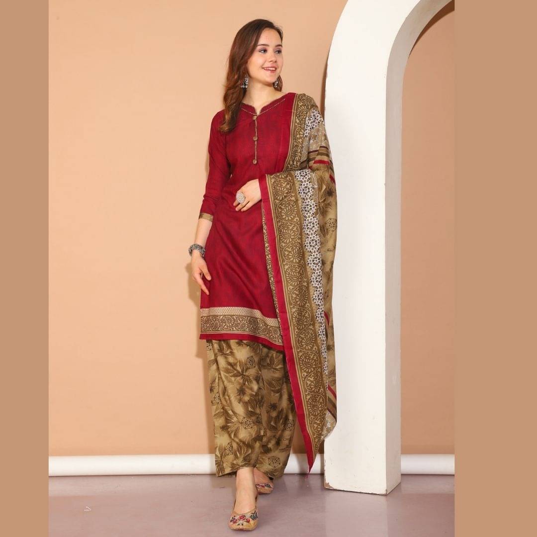 Rajnandini Women Cotton Blend Printed Straight Kurti With Patiala Salwar ( Purple ) Rajnandini Women Cotton Blend Printed Straight Kurti With Patiala Salwar ( Purple )