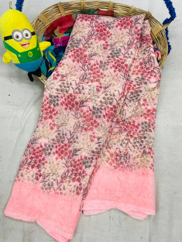     			Sanjana Silks Georgette Printed Saree With Unstitched Blouse Piece ( Pink )