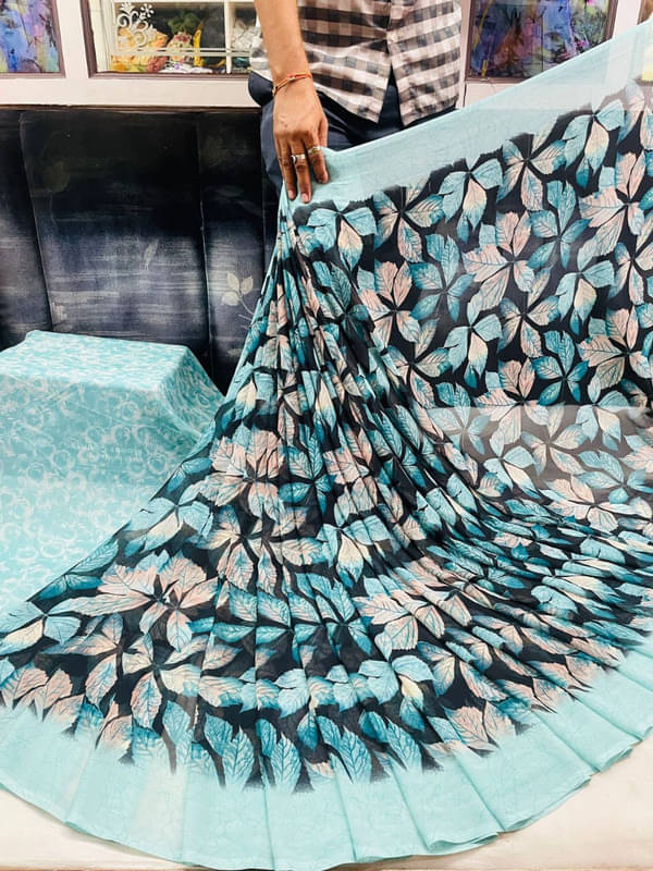 Sanjana Silks Georgette Printed Saree With Unstitched Blouse Piece ( SkyBlue ) Sanjana Silks Georgette Printed Saree With Unstitched Blouse Piece ( SkyBlue )