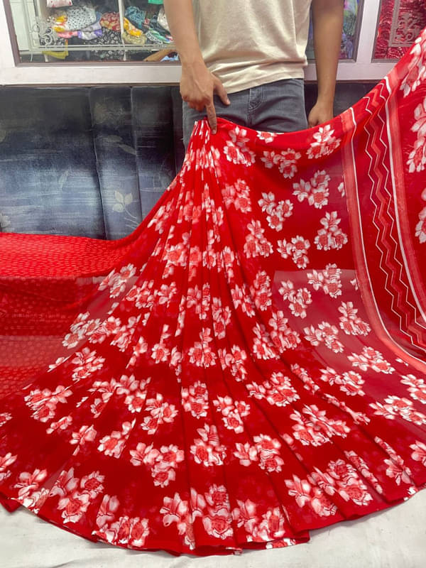 Sanjana Silks Georgette Printed Saree With Unstitched Blouse Piece ( Red ) Sanjana Silks Georgette Printed Saree With Unstitched Blouse Piece ( Red )