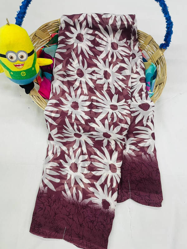 Sanjana Silks Georgette Printed Saree With Unstitched Blouse Piece ( Wine )     			Sanjana Silks Georgette Printed Saree With Unstitched Blouse Piece ( Wine )