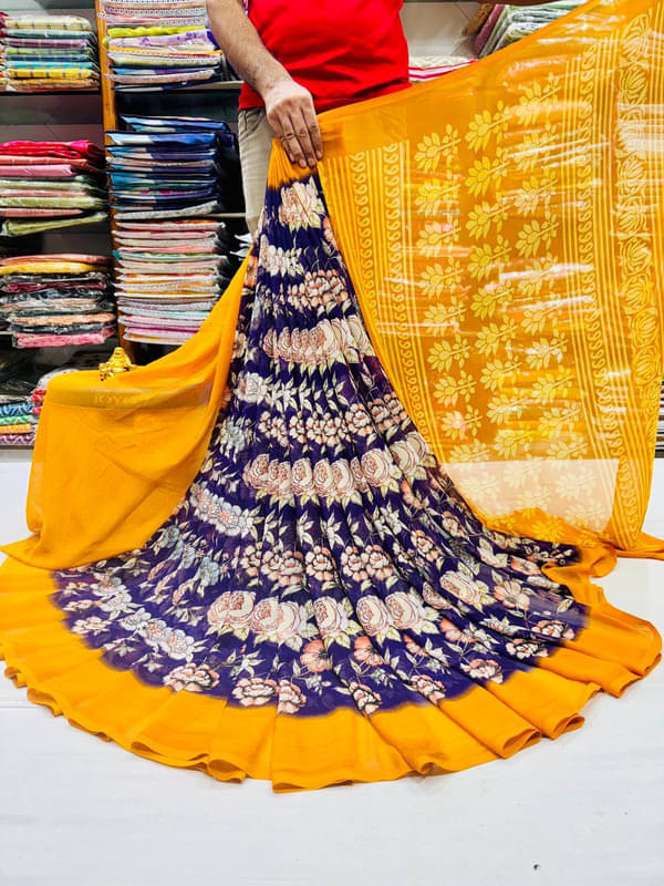 Sanjana Silks Georgette Printed Saree With Unstitched Blouse Piece ( Purple ) Sanjana Silks Georgette Printed Saree With Unstitched Blouse Piece ( Purple )
