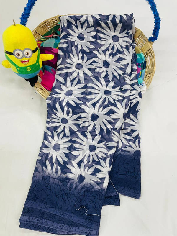 Sanwariya Silks Georgette Printed Saree With Unstitched Blouse Piece ( Blue ) Sanwariya Silks Georgette Printed Saree With Unstitched Blouse Piece ( Blue )