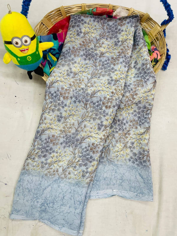     			Sanwariya Silks Georgette Printed Saree With Unstitched Blouse Piece ( Grey )
