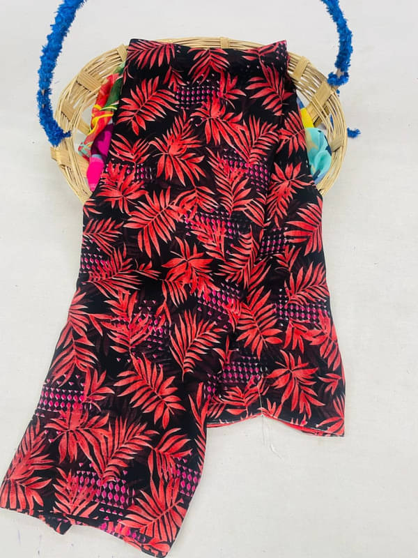     			Sanwariya Silks Georgette Printed Saree With Unstitched Blouse Piece ( Red )