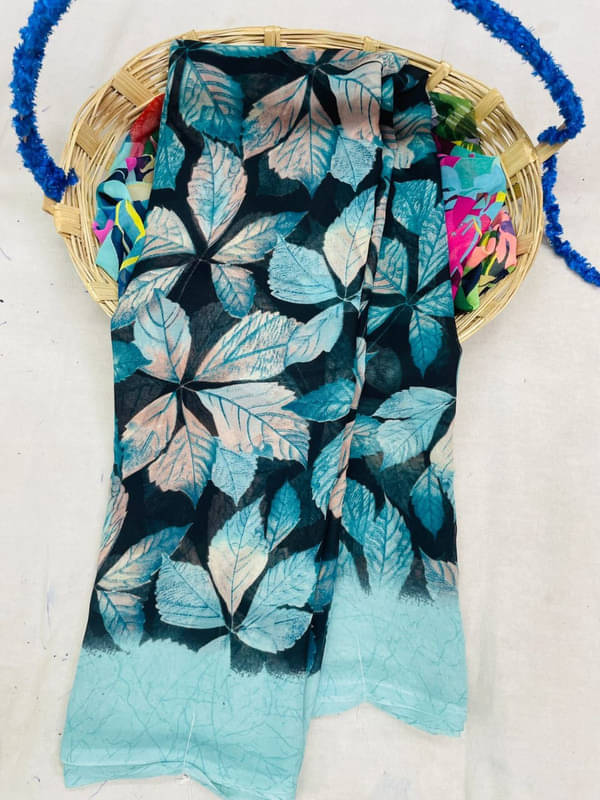     			Sanwariya Silks Georgette Printed Saree With Unstitched Blouse Piece ( SkyBlue )
