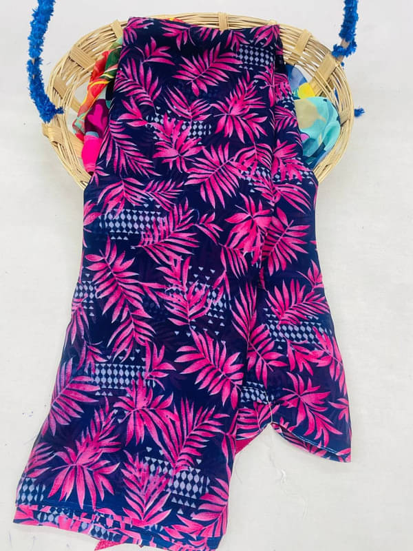     			Sitanjali Georgette Printed Saree With Unstitched Blouse Piece ( Pink )