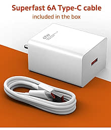 Vertical9 1m Data Cables 6A + 67W Fast Charger - White